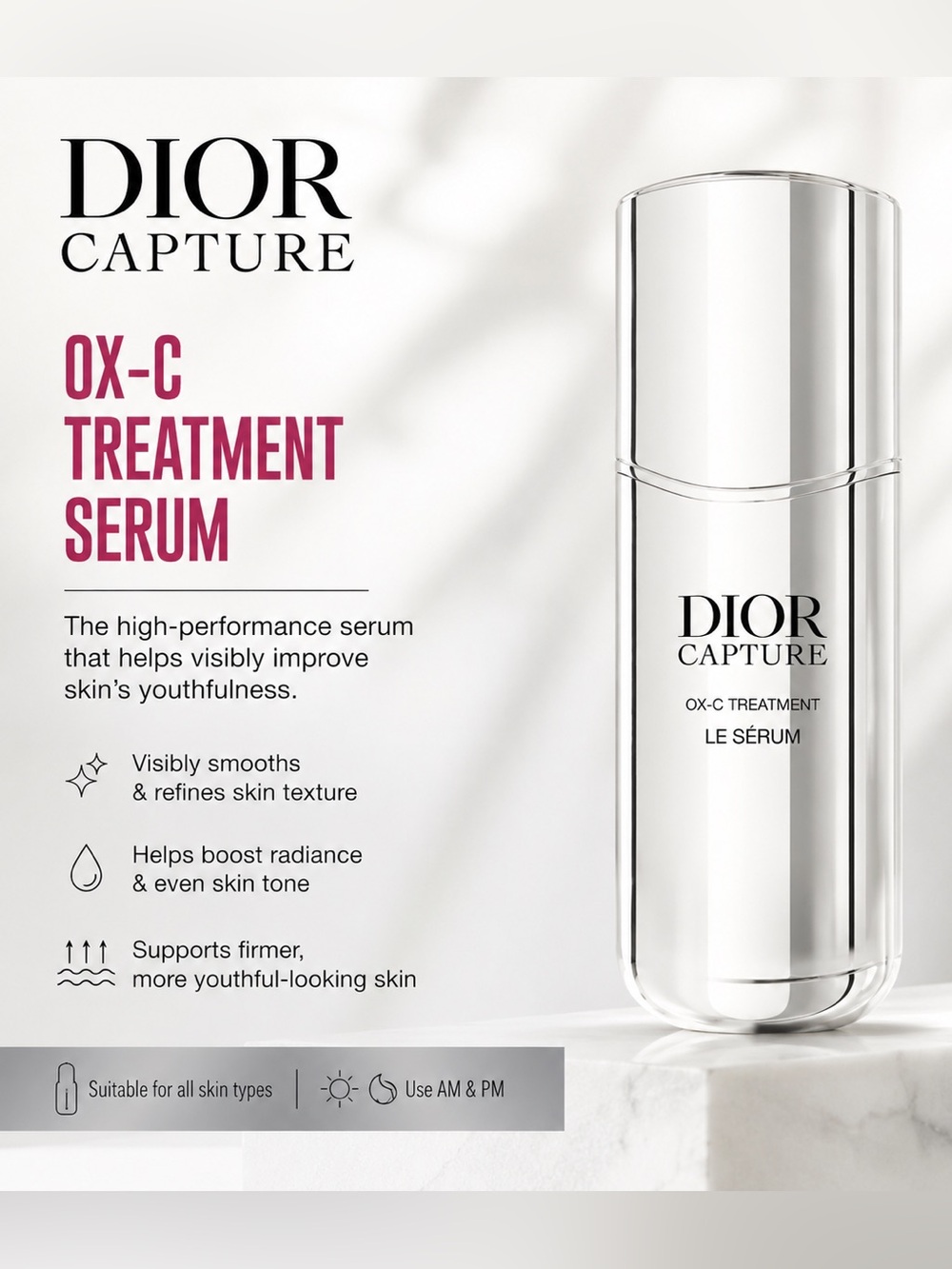 DIOR Capture Le Sérum Collagen Acts as Oxygen 4 Skin-Face & Neck 10ml No Box